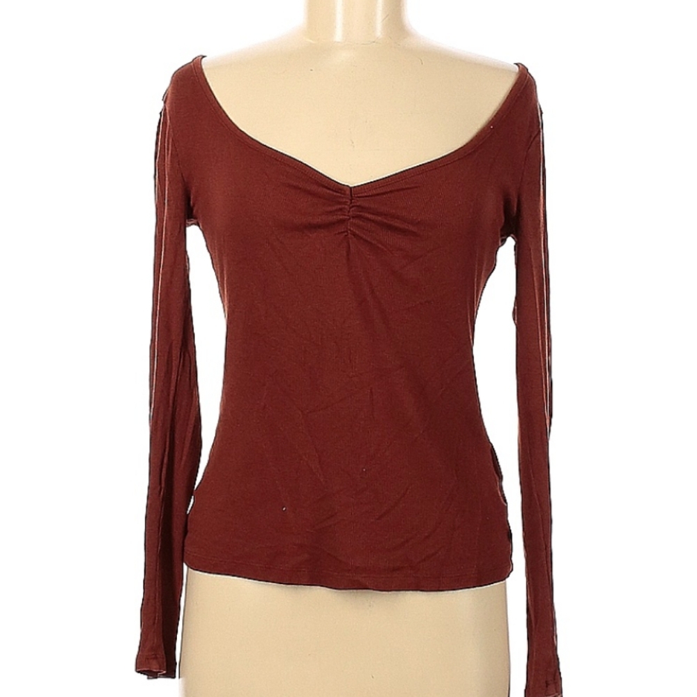 Madewell Brown Fitted Ruched Blouse